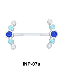 Multiple Rhinestone Double Nipple Piercing INP-07s